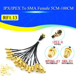 5 pces RP-SMA fêmea para u. fl ipx rf jumper cabo rp sma para ipx rf 1.13 extensão trança conector para ap pci wi-fi javino