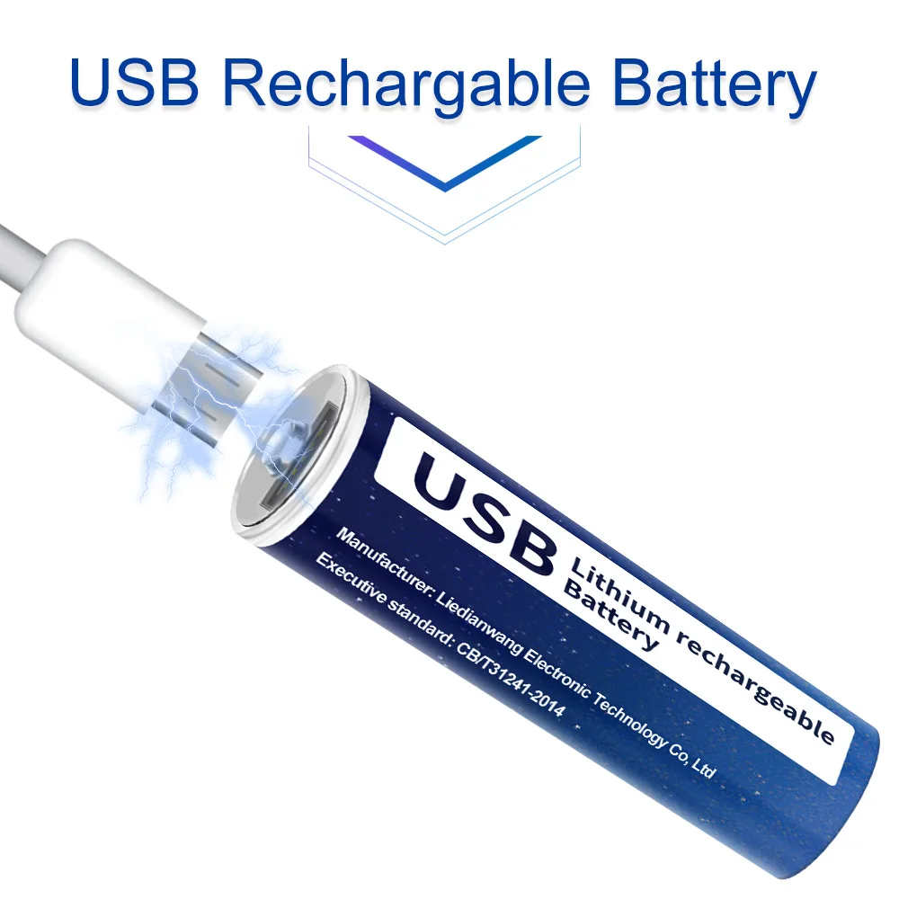 1.5V AA 2800mWh USB Baterai Li-ion Isi Ulang Kapasitas Tinggi Baterai Lithium USB 1.5V untuk Mainan Listrik Remote Control + Kabel USB