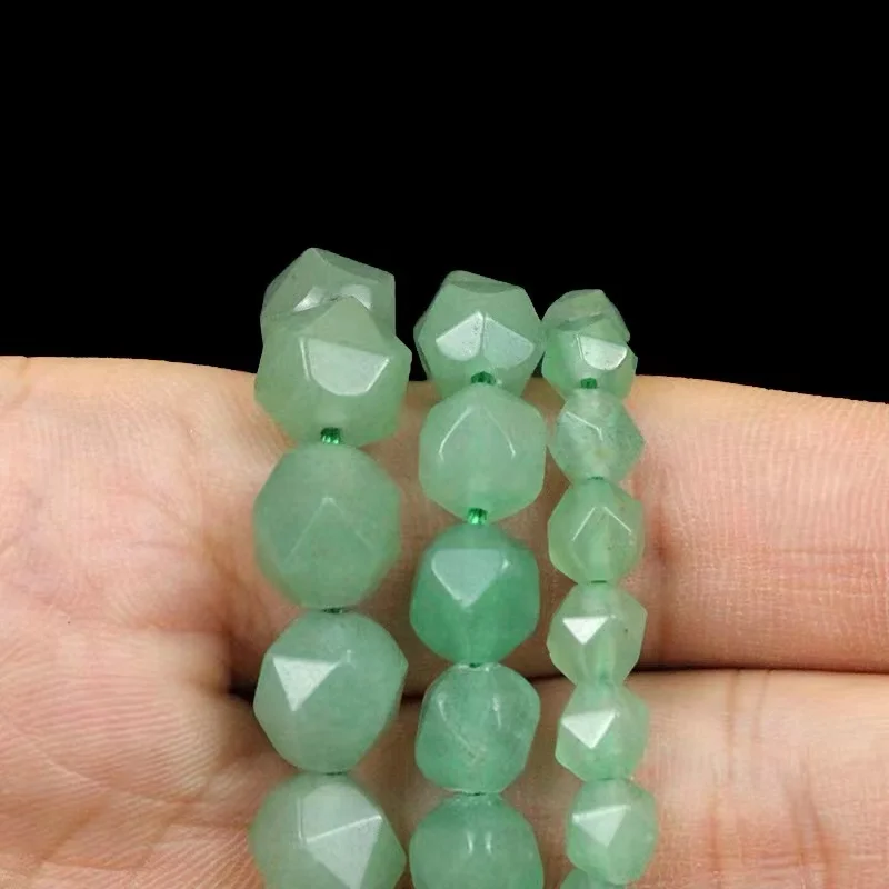 Natural  Faceted Green Aventurine Jades Stone Loose Beads For Jewelry Making DIY Bracelet Ear Studs Pick Size 6/8/10mm