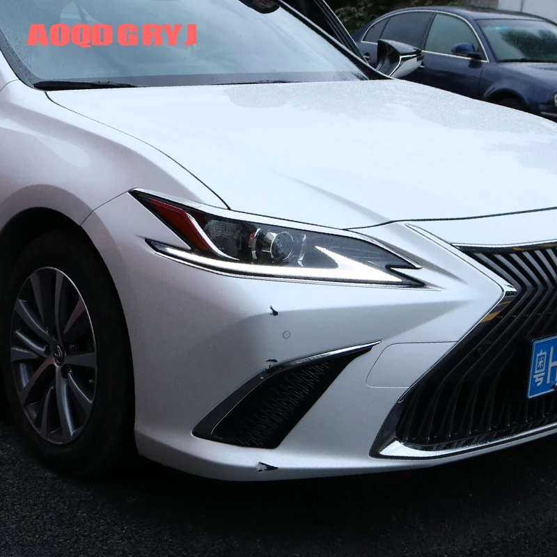 Car Styling for Lexus ES350 ES300h 2019-2025 Stainless Chrome Headlight Eyebrow Moulding Trim Strips 2pcs
