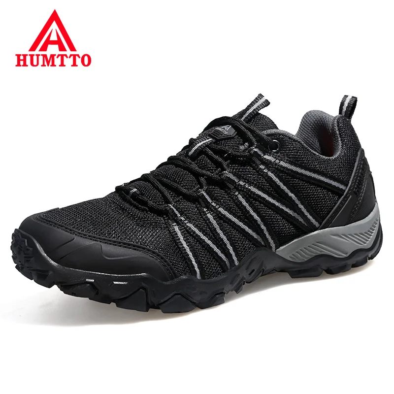 HUMTTO Brand Clearance Summer Hiking Shoes for Men 2021 Breathable Leather Hunting Trekking Climbing Shoes Mens Outdoor Sneakers