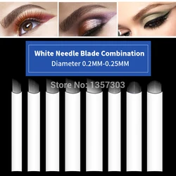 50pcs White 0.20MM/0.25mm Microblading Needles for Tattoo Lamina Tebori 7 9 11 12 14 Flex Blades U Shape Permanent Makeup Blades