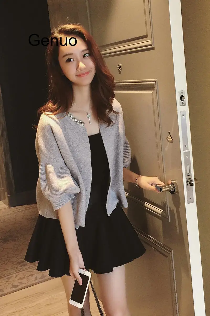 2020 Women Knitted Sweater Korean Style  Loose Coat O Neck Diamond Bead Collar Sweet Sweaters Cardigan Jacket