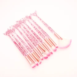 10pcs Pink Mermaid Makeup Brushes Set Eyeshadow Blush Foundation Brush Lip Brush Crystal Diamond Make up brush Kits maquiagem