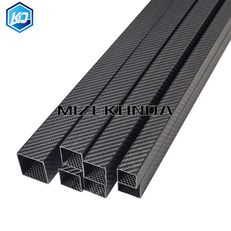 1Pcs 1000mm 3K Full Carbon Fiber Square Tube OD: 25 26 28 30 32 34 35 36 38 40mm Twill Matte Surface For RC Model Material