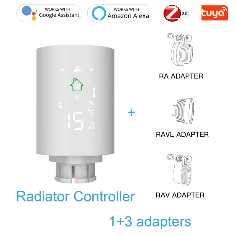 

Tuya Zigbee Smart Thermostatic Radiator Valve TRV With RAV RAVL Adapter Temperature Sensor, Alexa Google Zigbee2mqtt Samrt Life