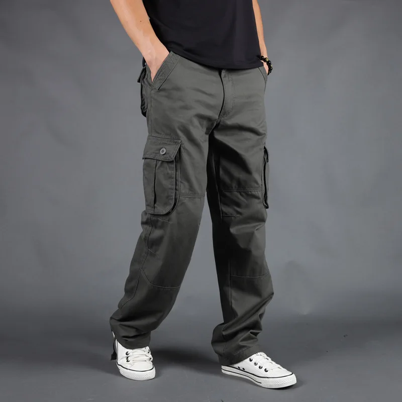 

High Quality men Cargo Pants Men Casual Cotton Pants Straight Loose Baggy Joggers Wide Leg Trousers Plus Size Man Clothes