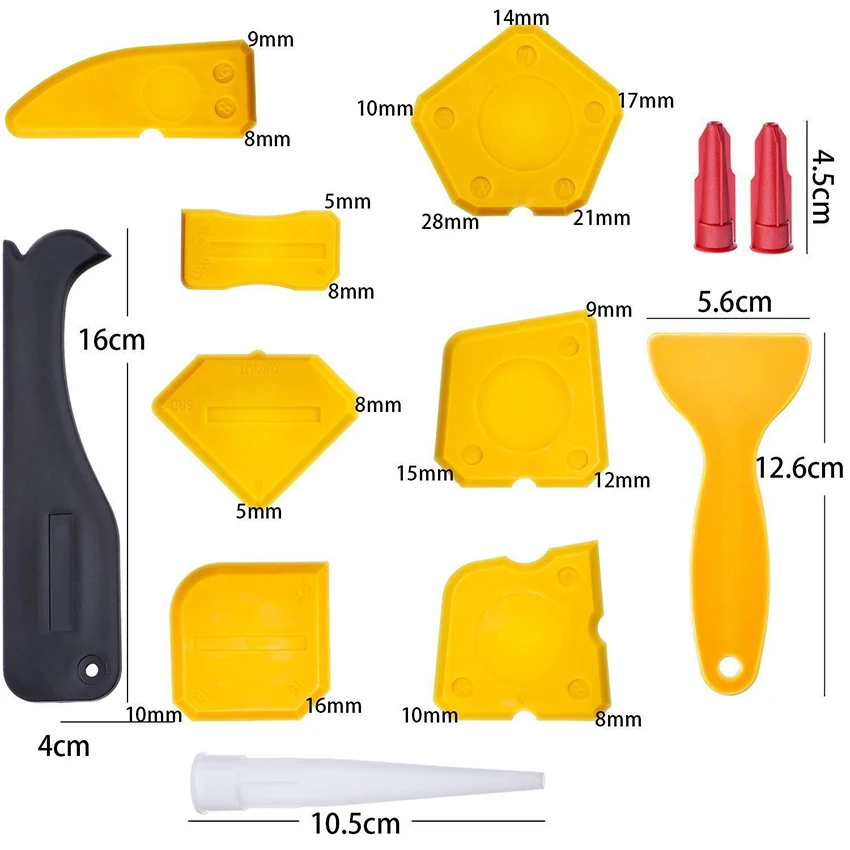 Herramienta de calafateo de silicona, Kit de Herramientas 12 en 1, removedor de calafateo y Raspador, reutilizable con 7 almohadillas de silicona, sellador para ventana de cocina