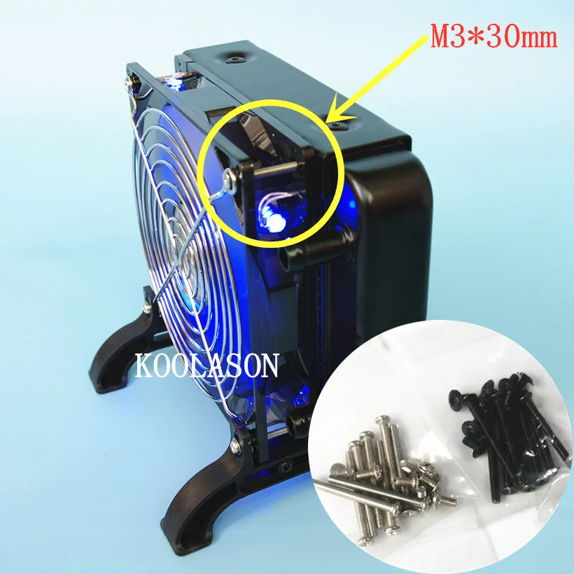JUULASEN M3*30mm Computer PC Water Cooling Heat Exchanger Radiator Fans Installation Fixed Black Screw