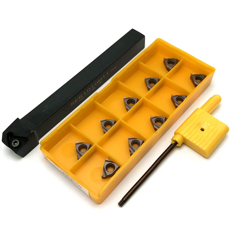 

SER1010H11 SER1212H11 SER1616H11 External Thread Tool Holder +Carbide Thread Insert MMT11 AG60 AG55 Cutting Tool CNC Lathe Tools