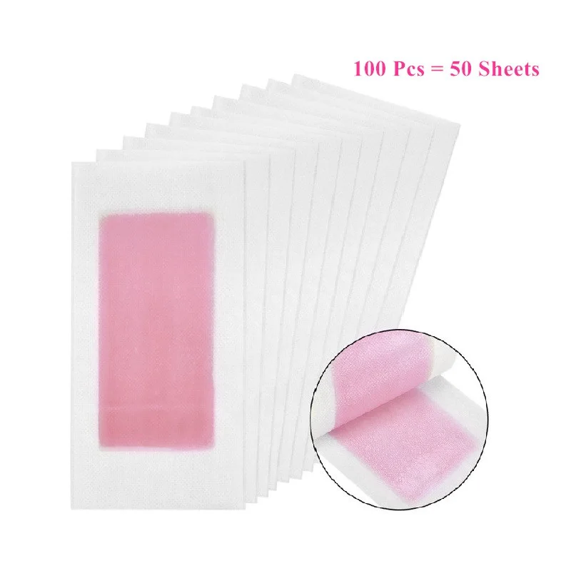 100 Pcs = 50 Blätter Rot Farbe Haar Entfernung Papier Wachs Streifen Doppel Seite Wachs Papier Für Gesicht Beine Körper bikini Pflege Kostenloser Versand