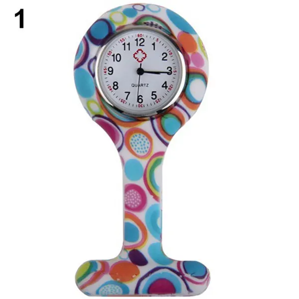 Moda silicone enfermeiras relógio broche túnica fob bolso inoxidável dial relógios multi-color estilo relógios de bolso