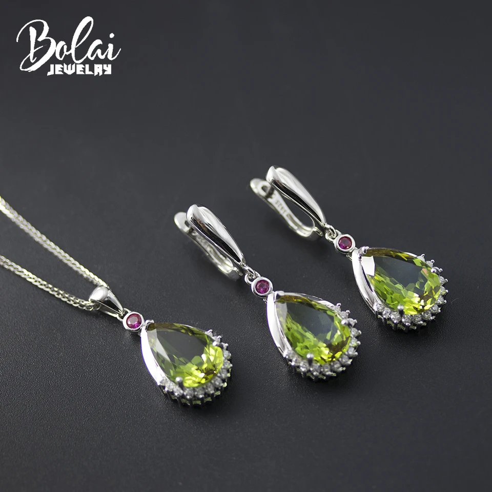 Bolai Color Changing Zultanit Jewelry Sets 925 Sterling Silver Created Diaspore Dangle Earrings Pendant Gemstone Women's Wedding