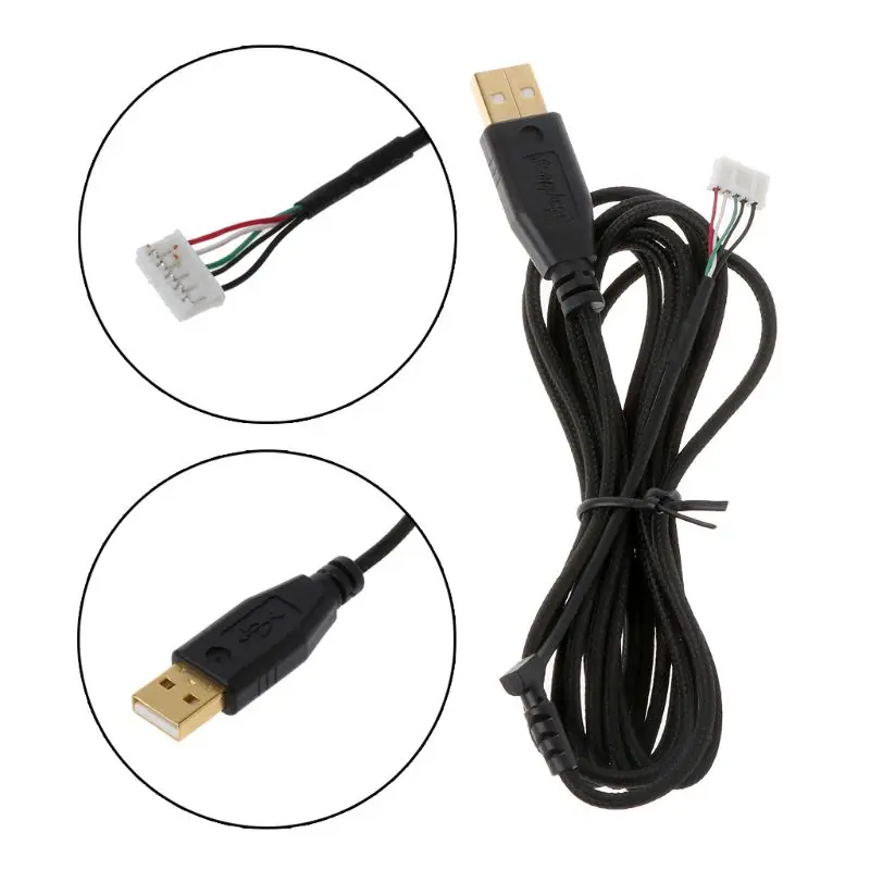 Gold Plated Durable Nylon Braided Line USB Mouse Cable Replacement Wire for razer Naga 2014 Mouse