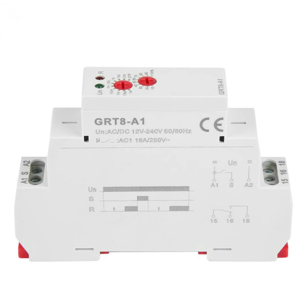 Single Function Din Rail Time Relay 16A Industrial Control Auto Timer Relays Time Delay GRT8-A1/B1