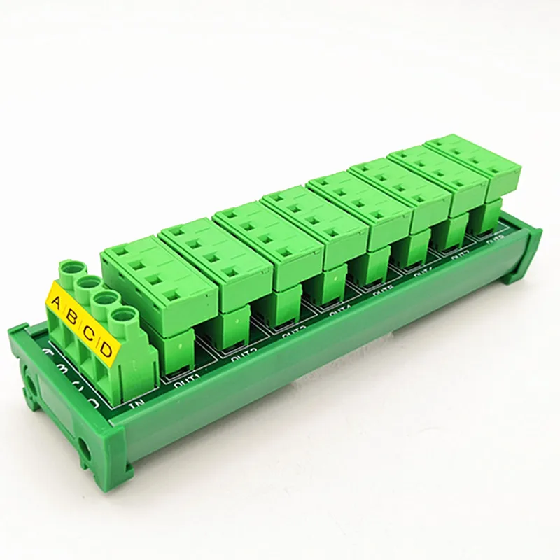 DIN Rail InstallationPluggable Terminal Block Distribution Module 30A / 300V 8x4 Position Pluggable Terminal Block Distribution