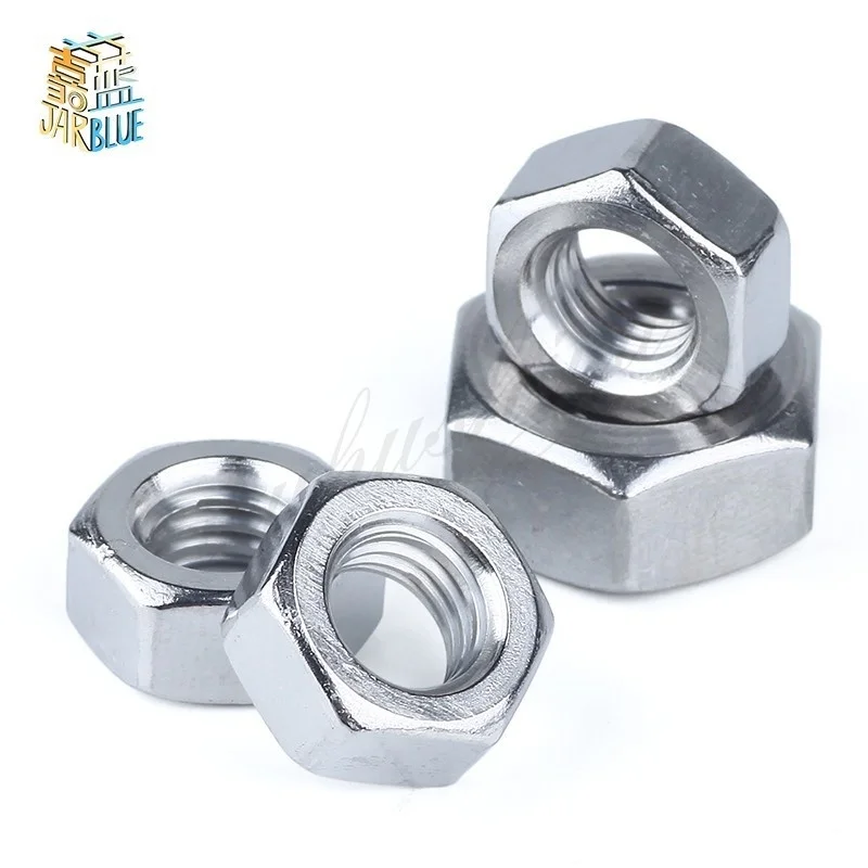 50 pcs/lot Metric thread DIN934 M1.6,M2,M2.5,M3,M4,M5,M6  304 Stainless Steel Hex Nuts