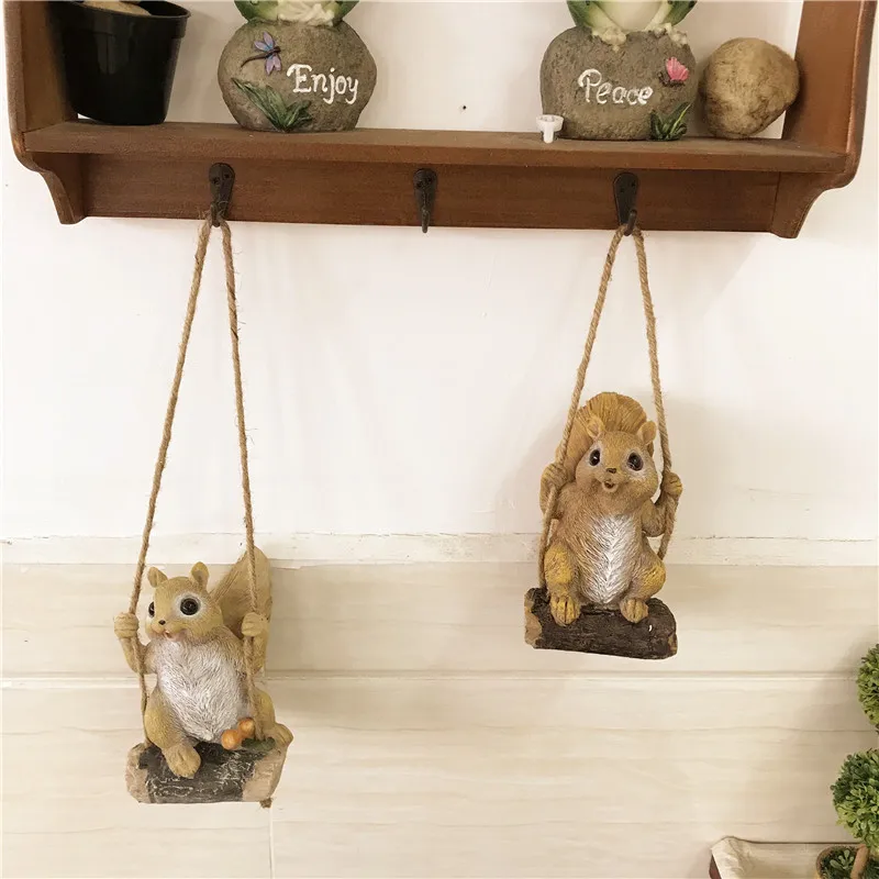 

Cute Simulation Sing Squirrel,Outdoor Garden HangingType Creative Swing Resin Decoration,Childlike Leisure Gift