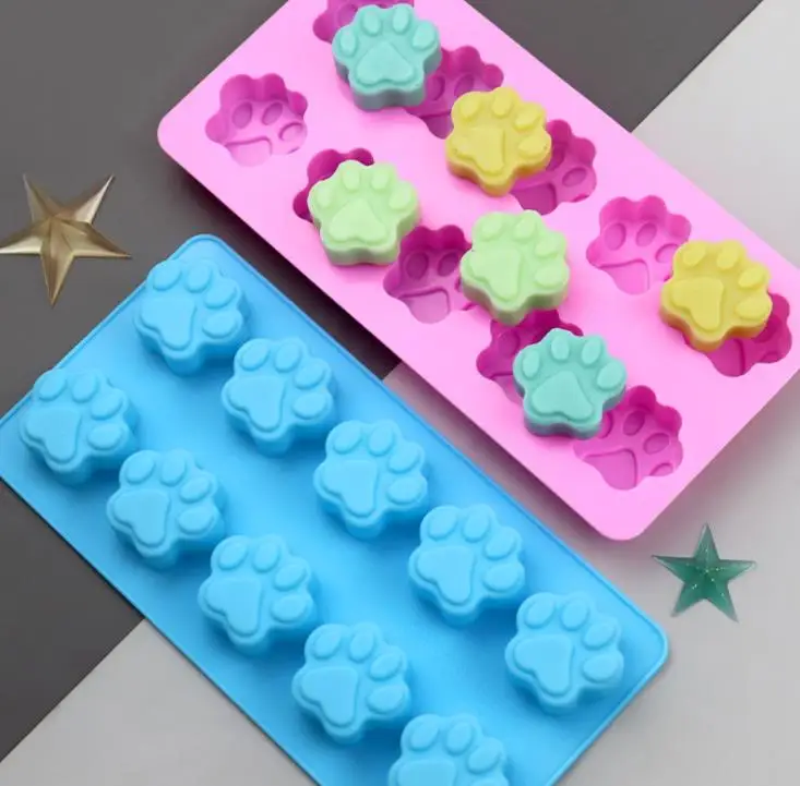 Kitchen Baking 10 Grids Sile Cat Paw Bear Paws Shaped Cake Moulds For Sponge Cakes Mousse Chocolate Dessert Molds  SN3616