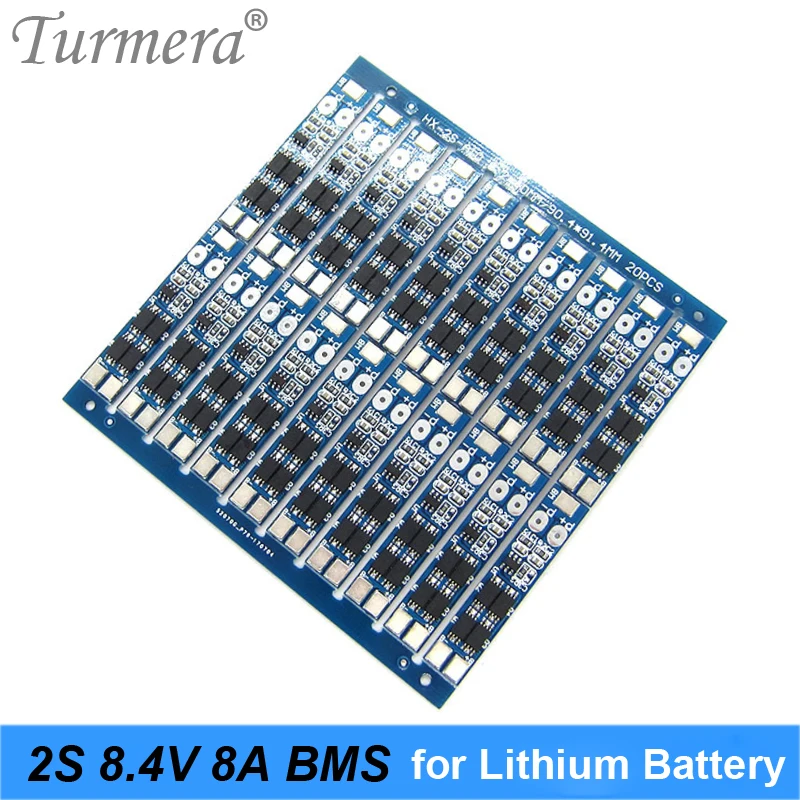 2S 8.4V 8A BMS Lithium Battery Protection Board for Electric Bicycle Light Headlamp Use and 7.4V 8.4V Speaker Battery Turmera A1