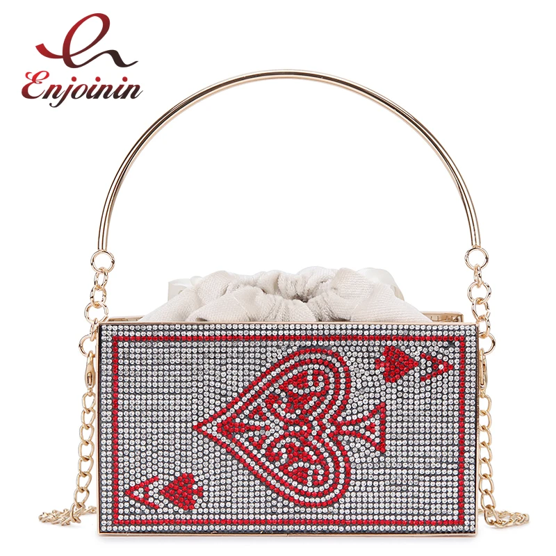 

Metal Hollow Poker Red Diamond Luxury Women Party Clutch Bag Evening Bag New Purses and Handbags Crossbody Bag Shoulder Bag