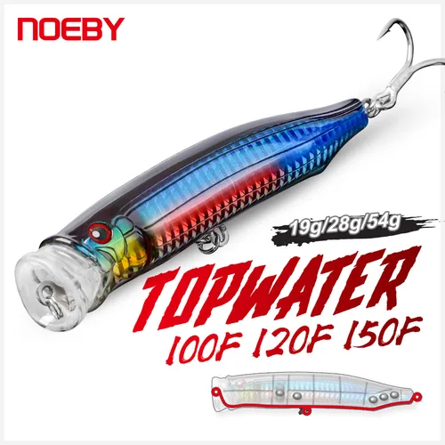 Noeby Feed-señuelo de pesca Popper Topwater, 100mm, 19g, 120mm, 28g, 150mm, 54g, cebo duro Artificial de agua salada para superficie de mar de atún