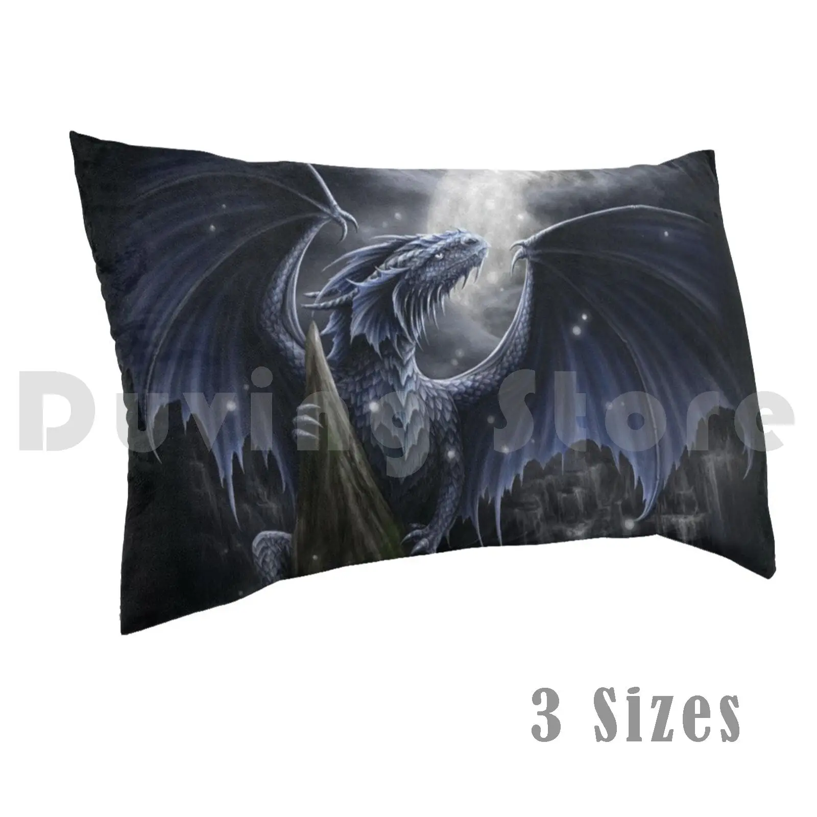 Dragon Pillow Case Printed 50x75 Dragon Moon Magic Sheblackdragon Fantasy Mystical Nature Night