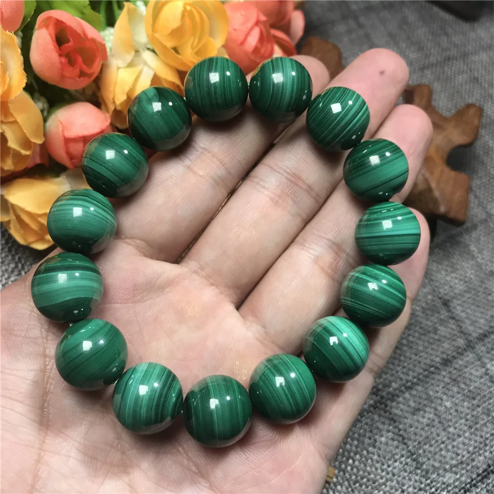 

14mm Natural Green Malachite Chrysocolla Bracelet Jewelry For Woman Men Gift Crystal Round Beads Reiki Gemstone Strands AAAAA