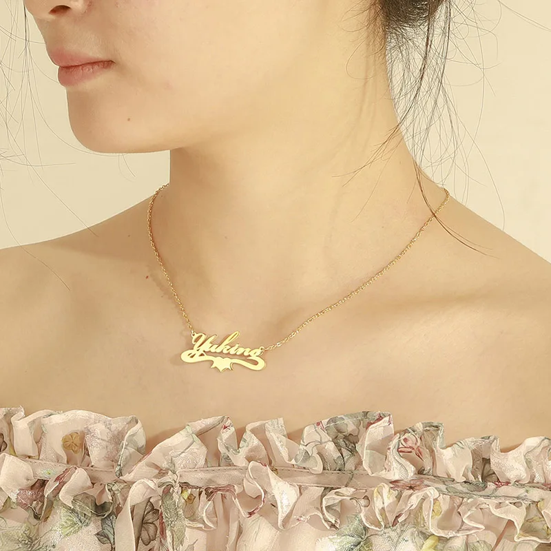 Sipuris-Collier avec Pendentif Unique avec Nom Personnalisé en Acier Inoxydable pour Femme, Bijou avec Cœur, Cadeau Idéal, 2022