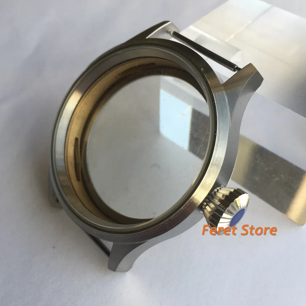 

43mm sapphire glass steel Brushed case fit ST3600 ST3620 ETA 6497 6498 Manual mechanical movement watch Parts