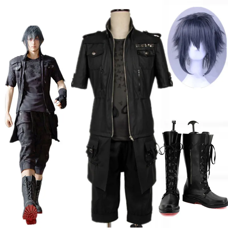 Final Cosplay Fantasy XV Noctis Lucis Caelum Costume Cosplay scarpe Outfit cappotto guanti pantaloni T-shirt Costume da festa di Halloween