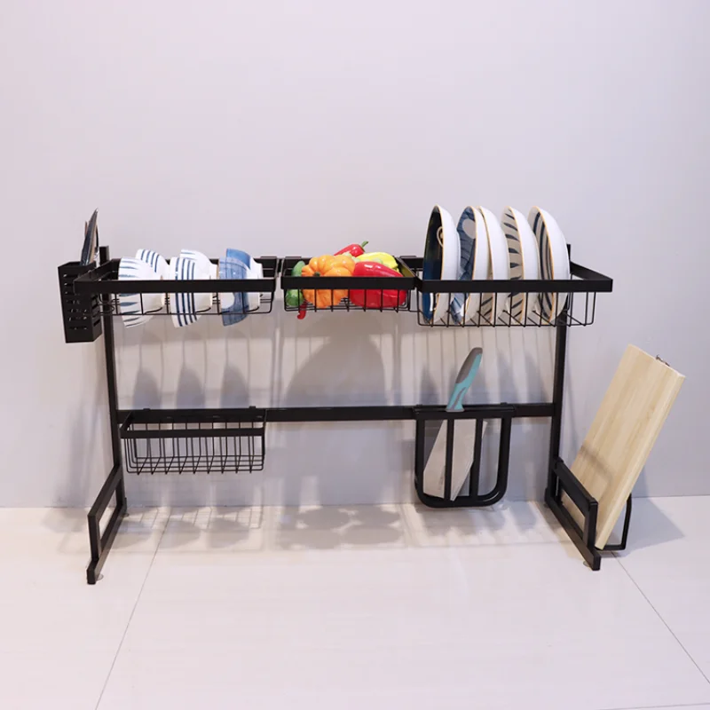 

85cm Multifunctional Kitchen Storage 2 Tier Stainless Steel Thickened Dish Drying Rack Dish rack