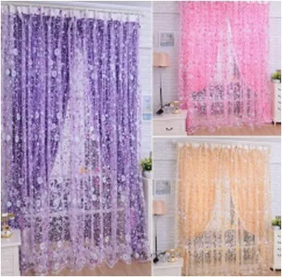 

2x1M Flower Pattern Printing Window Screen Transparent Tulle Curtain Home Decoration Curtain Living Room Bedroom Balcony