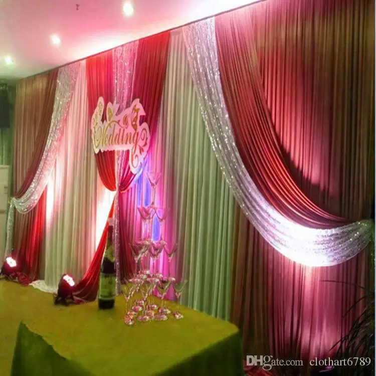 

3*6m (10ft*20ft) Wedding Curtain Backdrops with Sequins Swag Wedding Party Stage Decoration valance