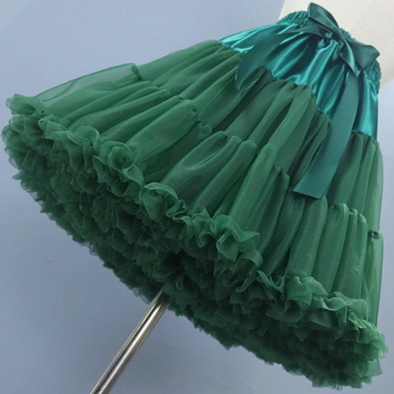 Jupe Lolita en Tulle Vert, Robe de Bal, Jupon de Soirée, Cosplay, Tutu, Jupon, Mariage, Rockabilly, Nouvelle Collection