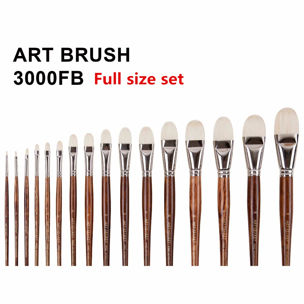Artsecret pędzel Chunqing białe włosie długi dąb naturalnie drewniane Rod Ferrule Oil Art Supplies artyści 3000FB