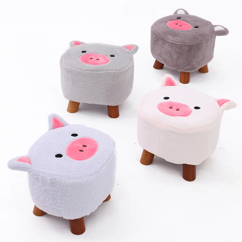 Little Pig Step Stools Small Real Wood Cartoon Bedroom Furniture Lovely Wood Chair Tabouret Pliant  Bench Children Footstool