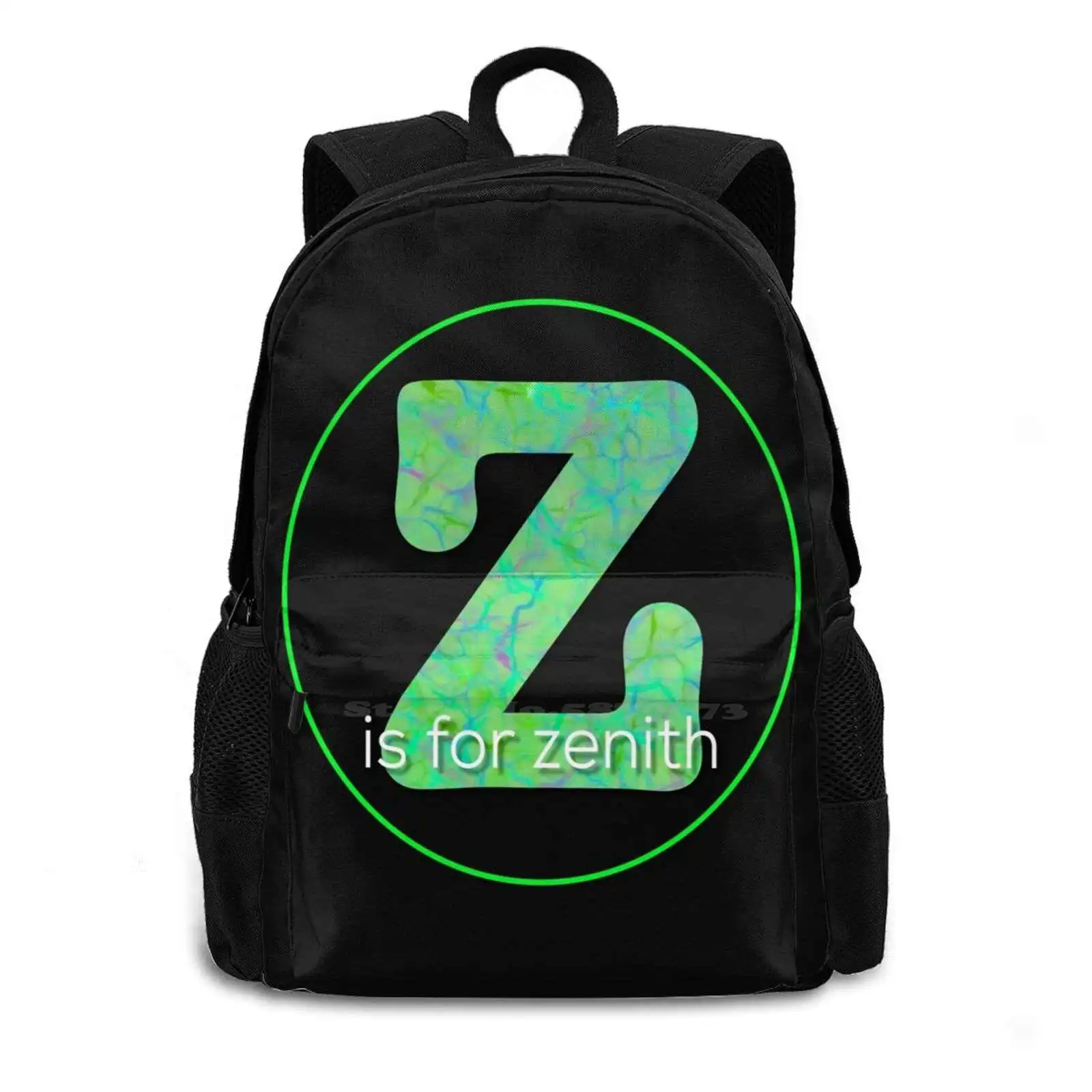 Green Letter ‘z Is For ’ Positive Saying Monogram New Arrivals Unisex Bags Casual Bag Backpack Green Letter Z Is For Smart Wise