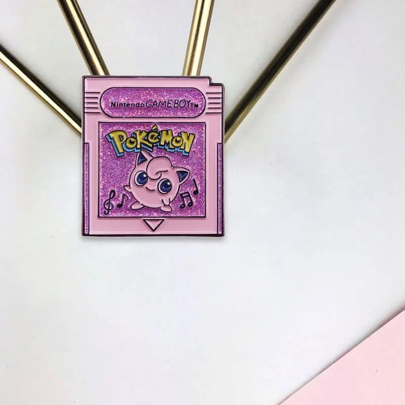 Cute Jigglypuffs Enamel Pin Pink Glitter Game Music Badge Fashion Jewelry Accessories