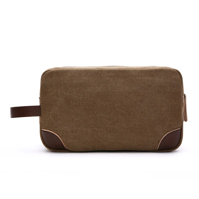 Bolso pequeño para hombre, bolsa de mano de lona de buena calidad, informal, para teléfono, tarjetero, Multicolor, con asa de cuero