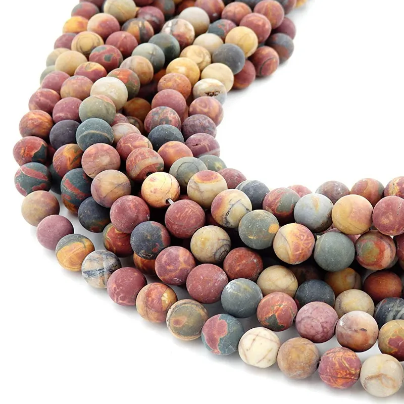 8 Mm Natural Matte Picasso Jasper Beads for Jewelry Making DIY Bracelets Fashion Accessories