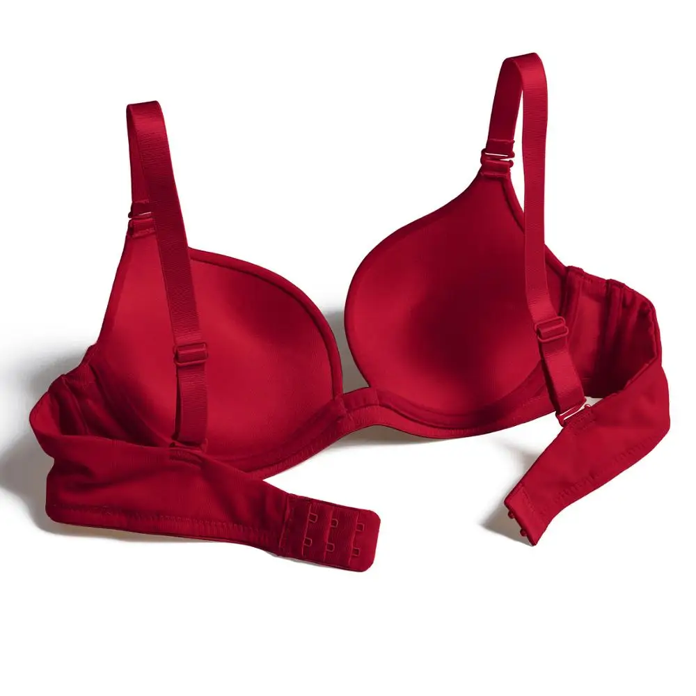 New Red Bras for Women Plunge Multi-way Underwear Padded Push Up Brassiere Clear Transparent Straps Convertible Sexy Lingerie