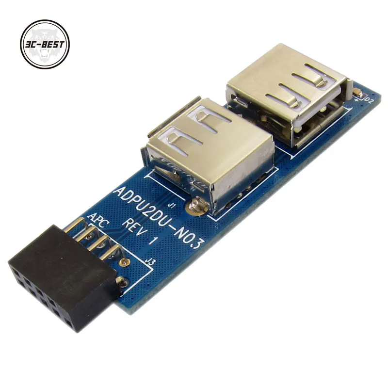 

9pin USB HUB to USB2.0 Hub Connector 2-Female USB Expansion Board Module