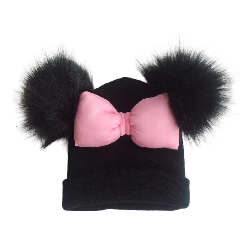 Bonnet en coton avec nœud papillon pour bébé fille, bonnet avec oreille, accessoires de photographie, chapeau pour tout-petit, coloré, grand