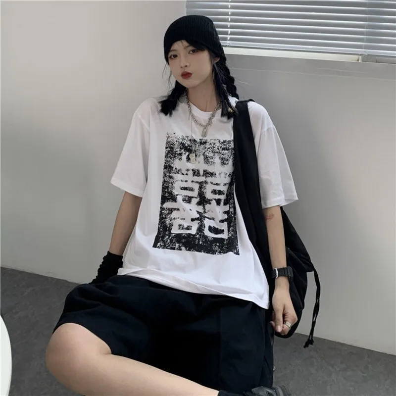 Harajuku T Shirt estetico gotico Punk cartoon manica corta o-collo top donna dropshipping estate allentato oversize abiti da strada