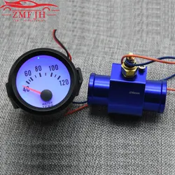 52MM Blue LED Backlight 40~120 Celsius Water Temperature Racing Gauge Car Water Temp Joint Pipe Sensor Radiator Customized