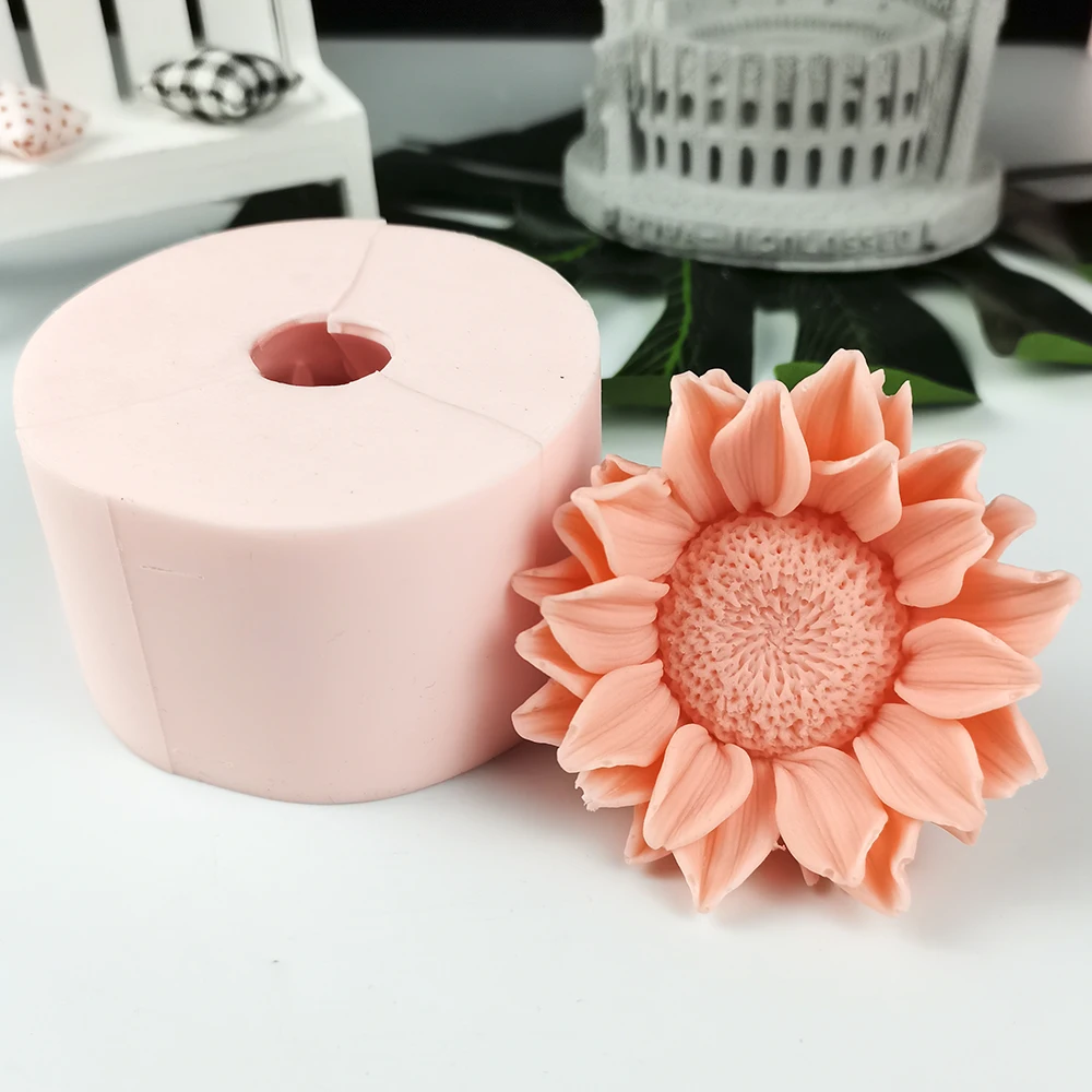 3D Sunflower Flowers Shape Silicone Mold Cake Chocolate Candle Soap Mould DIY Aromatherarpy Household Decoration Craft Tools