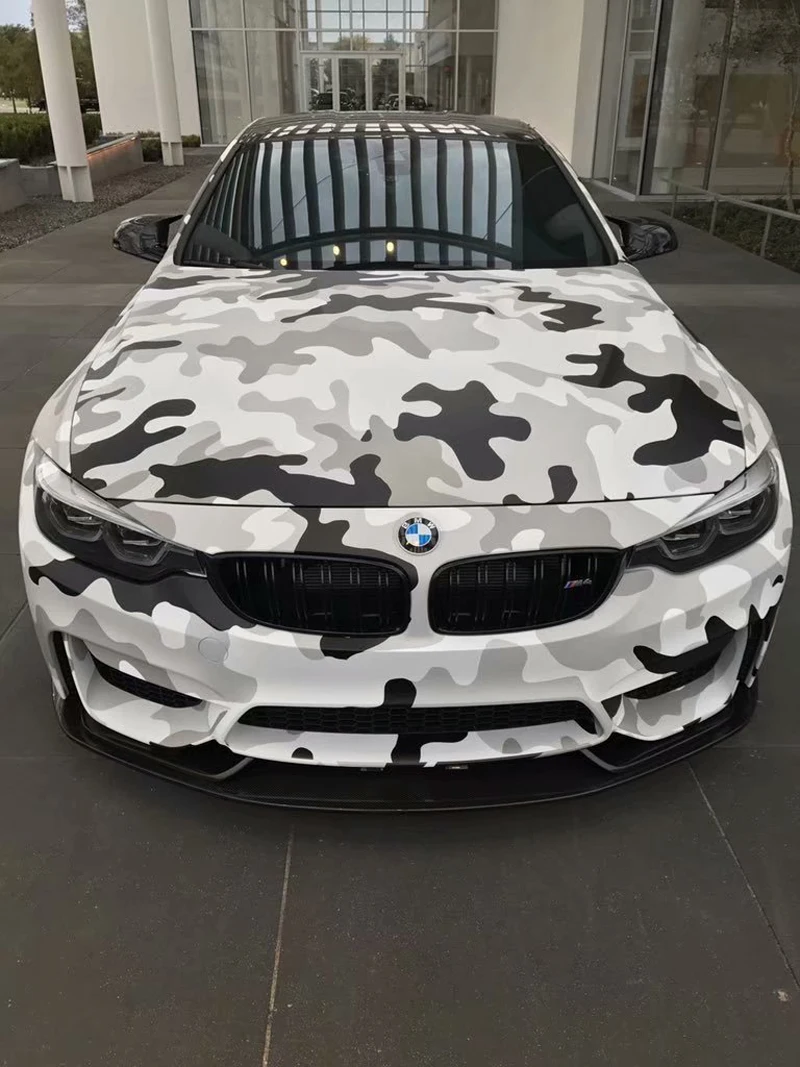 

Black White Camouflage Camo Vinyl Wrap Car Decal Film Sheet Air Release Self Adhesive Car Wrapping Foil