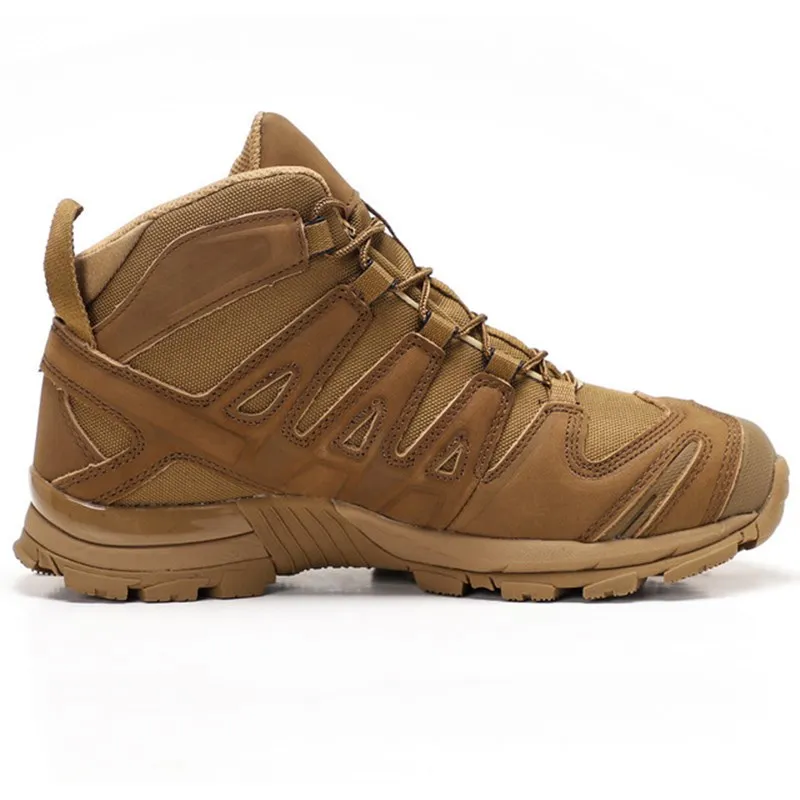 Mens Outdoor Hiking Climbing Shoes Fans Training Boots Leather Nylon Wear-resistant Non-slip Boot