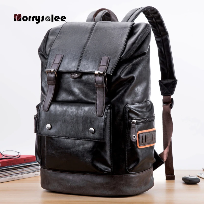 2024 New Retro Men's High Quality Leather Backpack 15.6 Inch Laptop Backpack Student Waterproof Backpack Leisure Travel Backpack